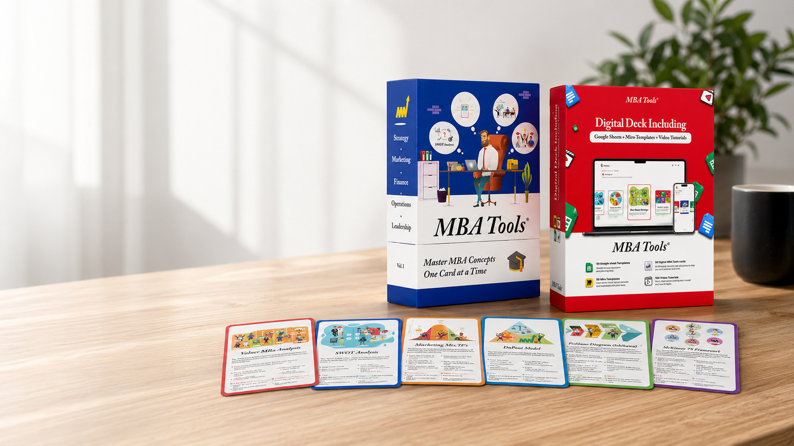 BizDecks MBA toolkit product boxes and cards