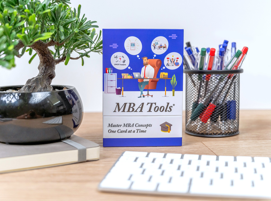 Jeu de cartes MBA Tools sur un bureau